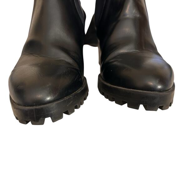 Zara Women’s Track Sole Ankle Moto Combat Chunky Heel Slip On Black Boots 7.5/38 - Picture 7 of 14